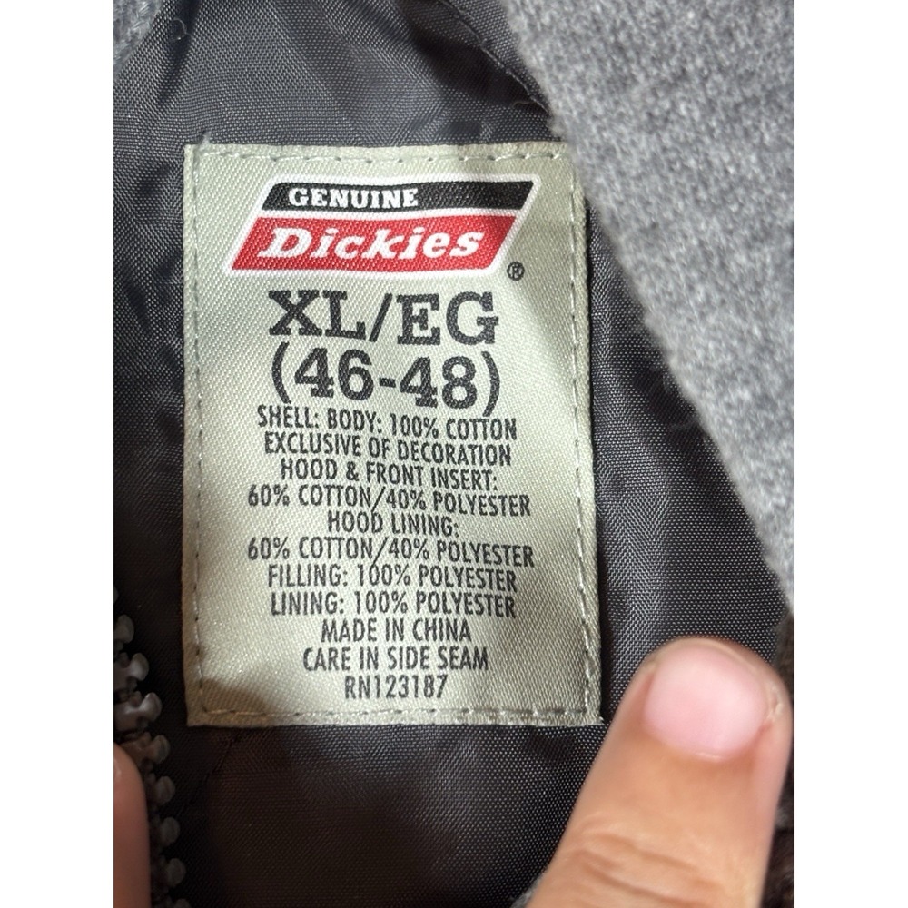Dickies Gray Duck Canvas Work Coat‎ Quilted Lining Hood Sz XL/EG 46-48 - Picture 2 of 7